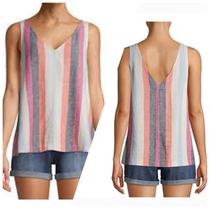 Summer Linen Blend V-Neck Airy Tank Top Size XXL (20) Boho Colorful▪